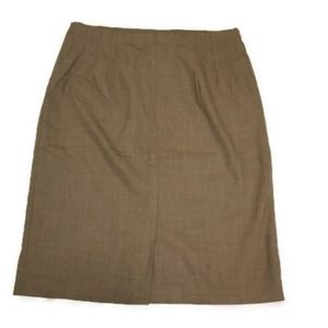 Talbots brown wool straight slit skirt stretch